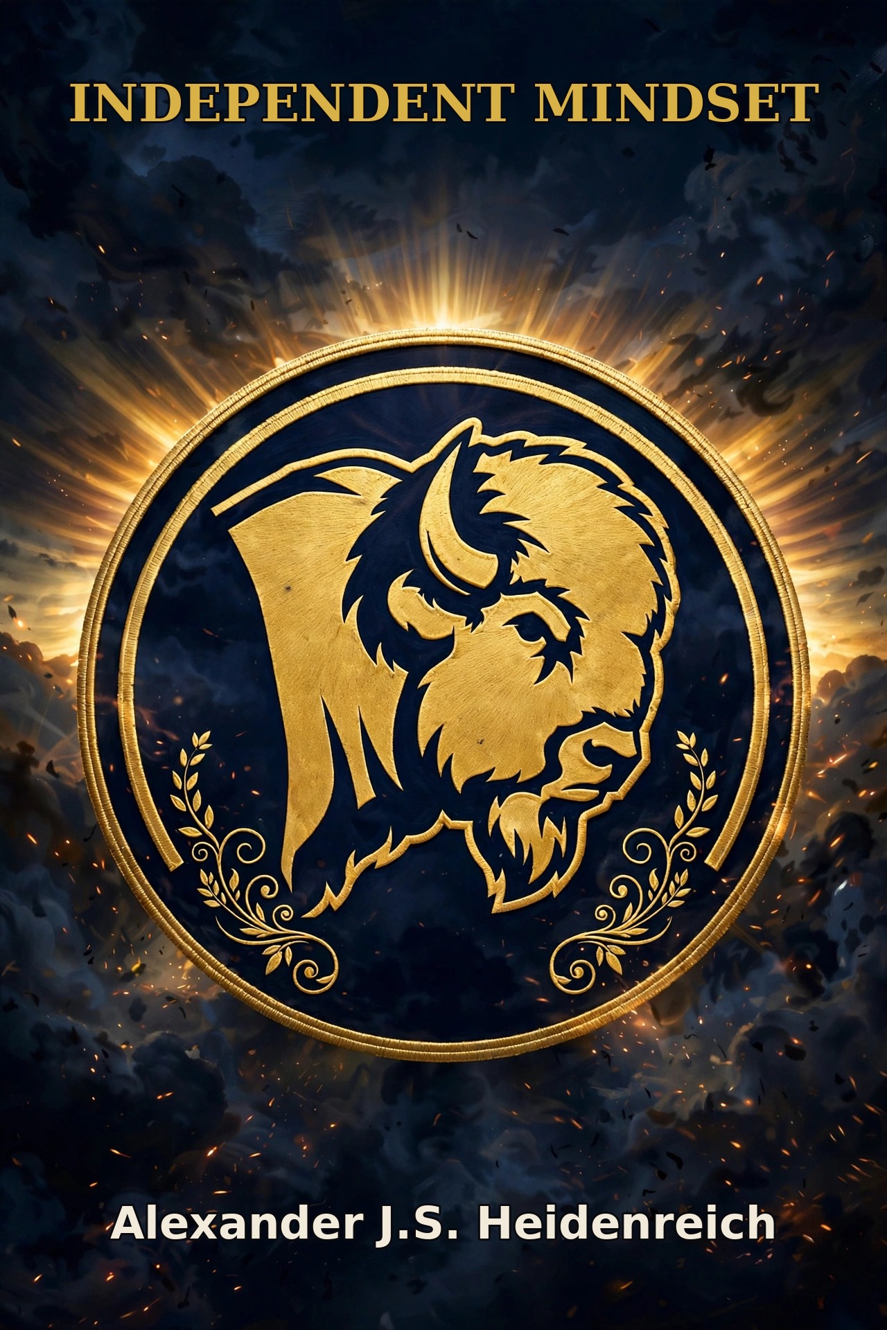 Independent Mindset book cover — buffalo emblem at sunrise